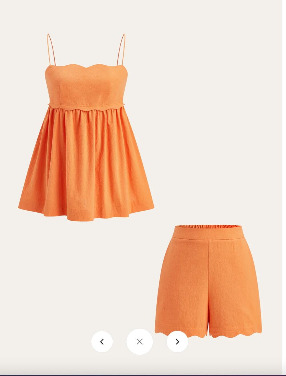 NWT Commense Scallop Hem Cami Top and Shorts Set SZ XL
